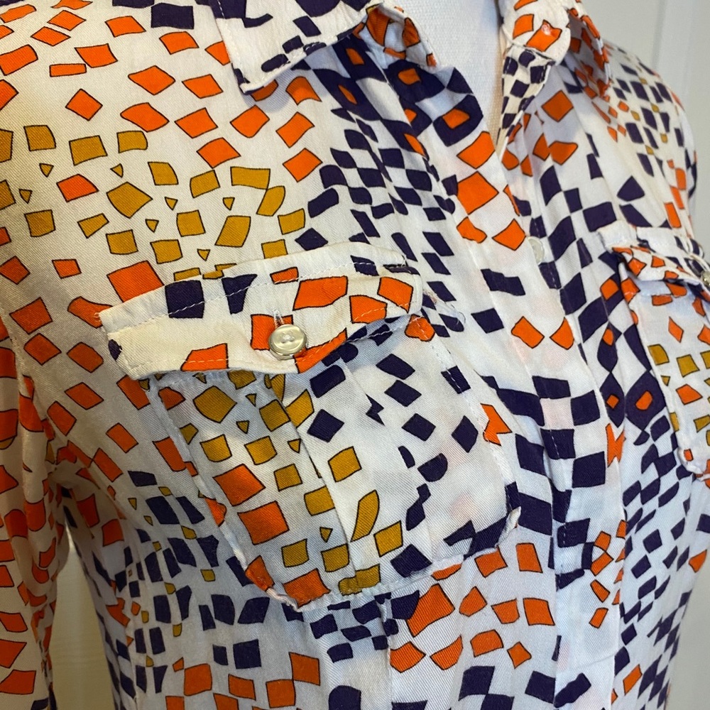 Cabi Multi Color Button Up Blouse Size S - image 3